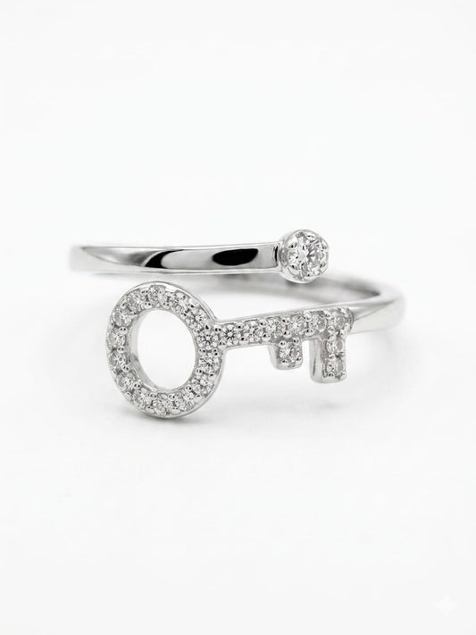 Open Key Motif 925 Sterling Silver Ring 