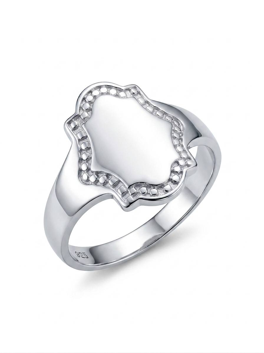 Ornate Border Signet 925 Sterling Silver Ring