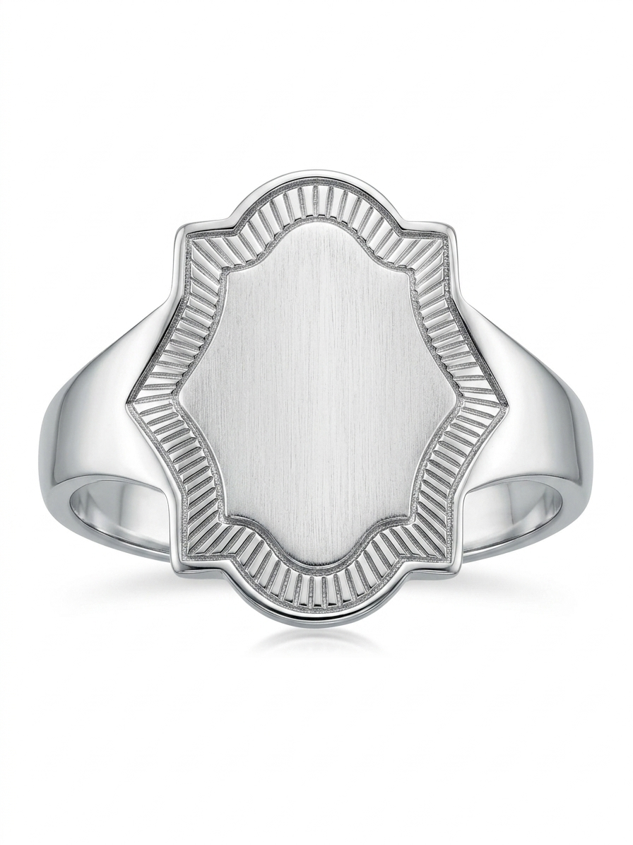 Ornate Shield Signet 925 Sterling Silver Ring