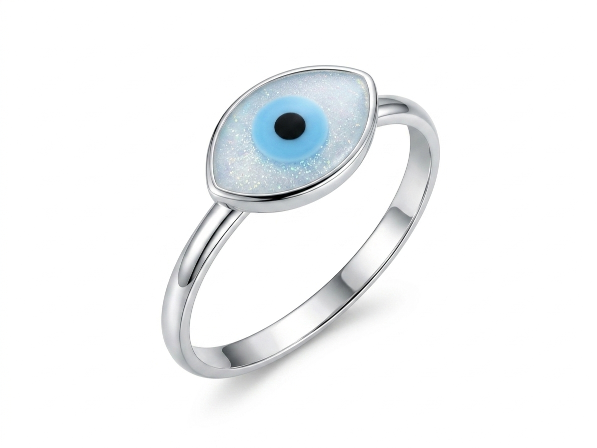 Oval Evil Eye 925 Sterling Silver Ring