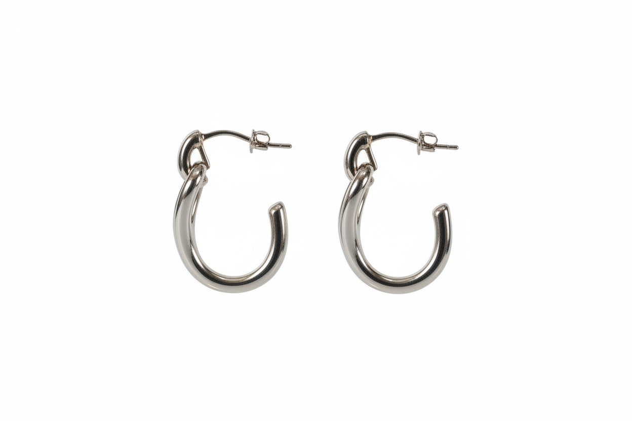Pair of silver hoop earrings