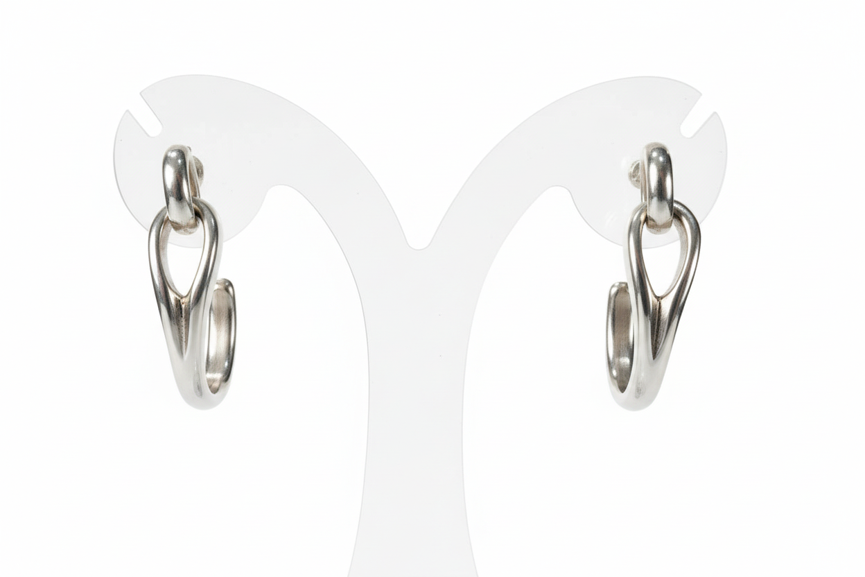 Pair of silver hoop earrings