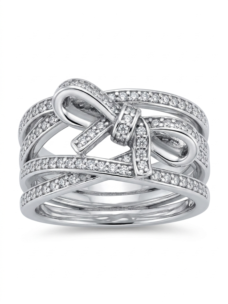Pandora Sparkling Bow 925 Sterling Silver Ring