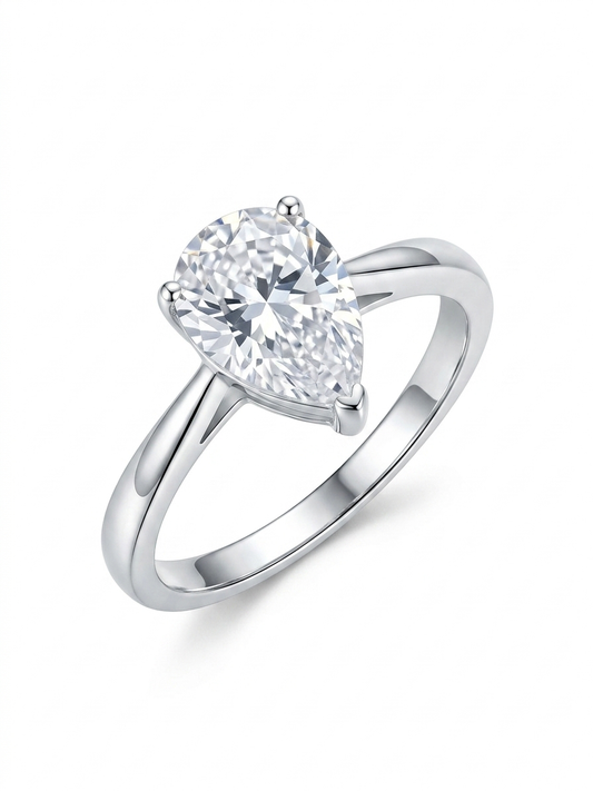 Pear-Cut Solitaire 925 Sterling Silver Ring