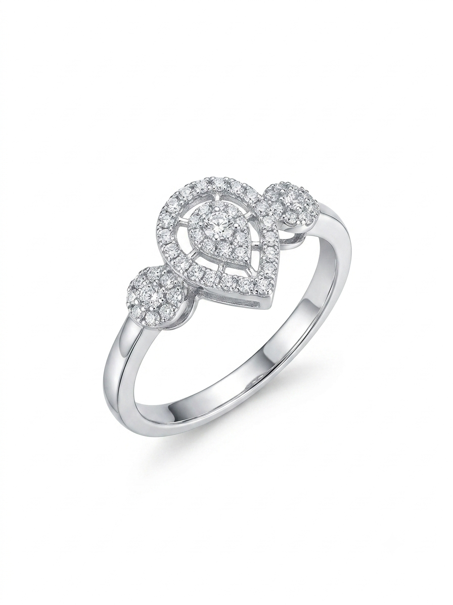 Pear-Shaped 925 Sterling Silver Ring
