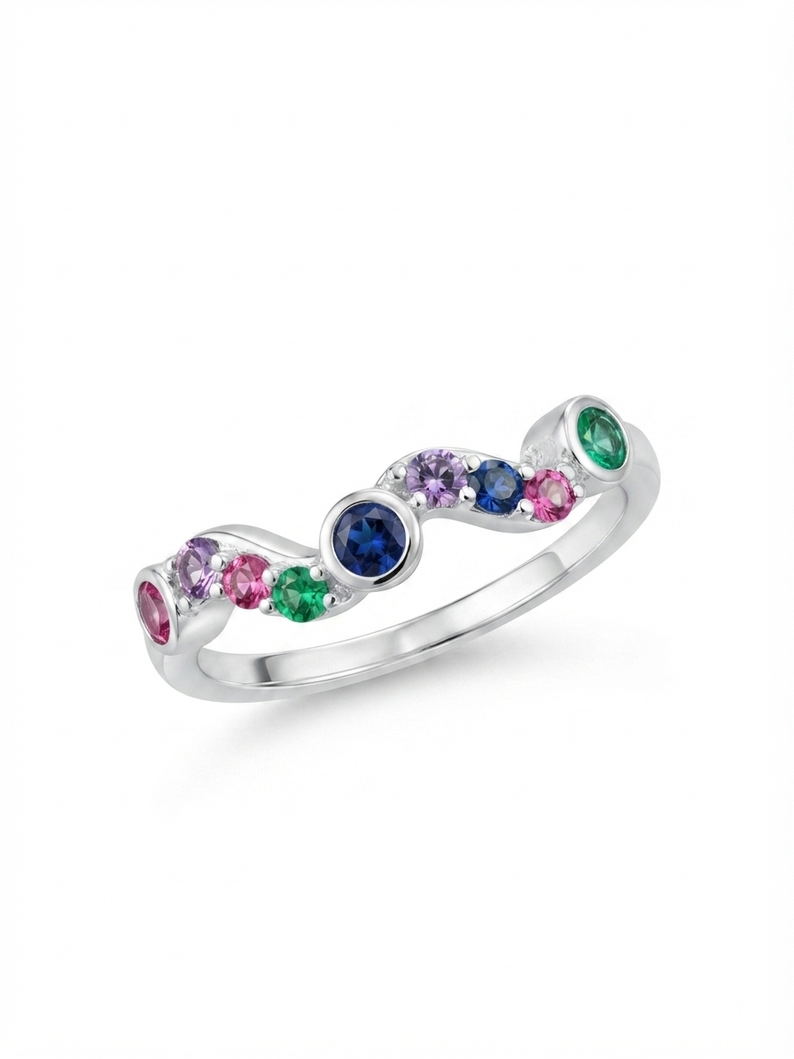 Rainbow Cascade 925 Sterling Silver Ring