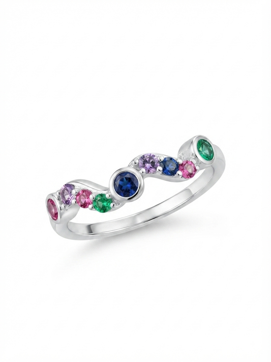 Rainbow Cascade 925 Sterling Silver Ring
