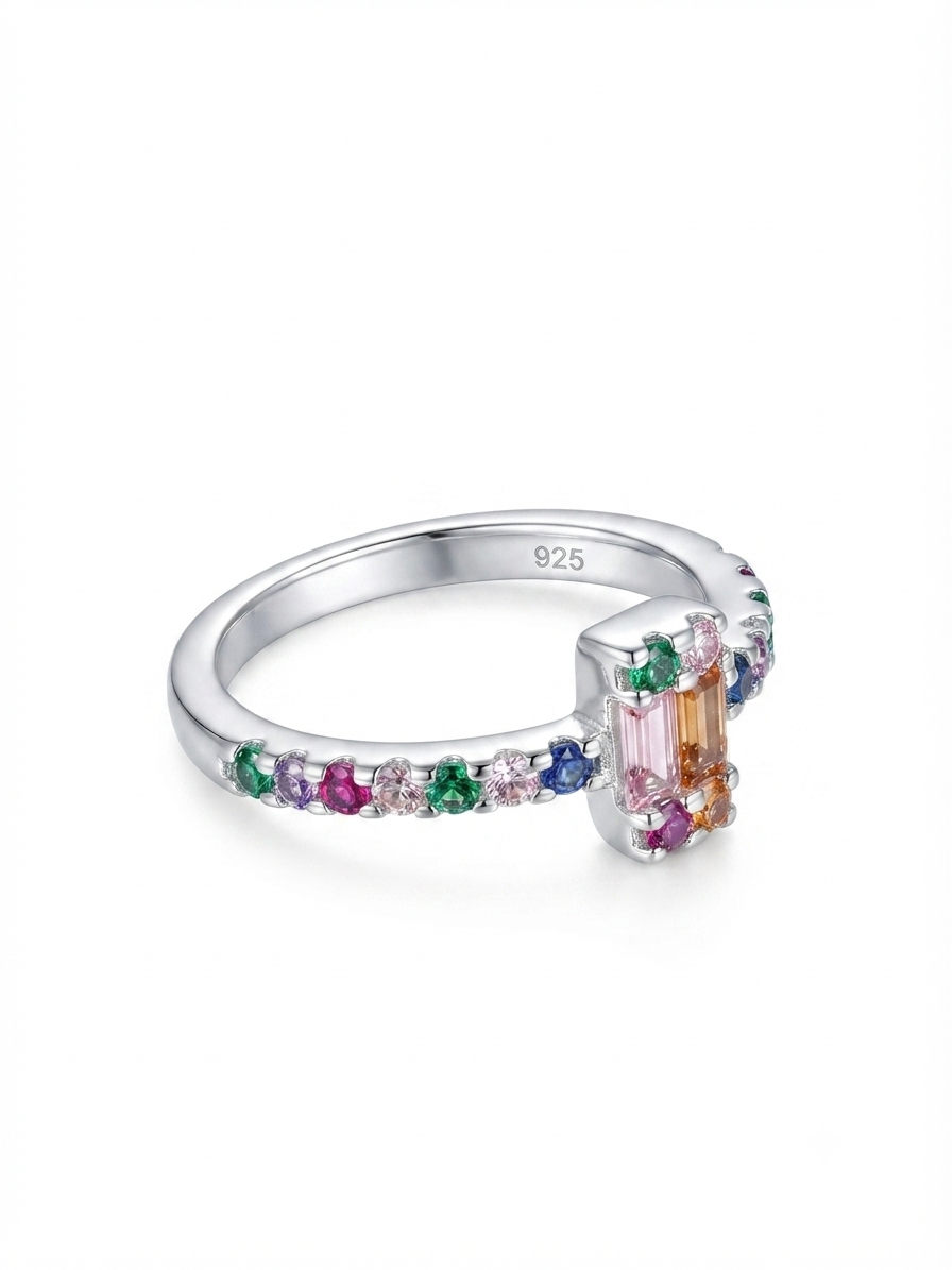 Rainbow Tapestry Sterling Silver Ring