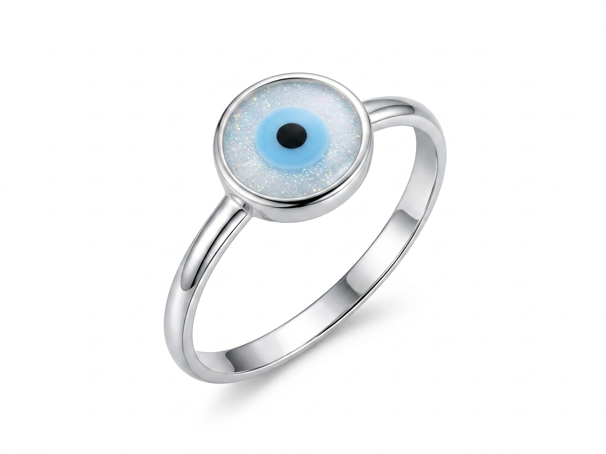 Round Evil Eye 925 Sterling Silver Ring