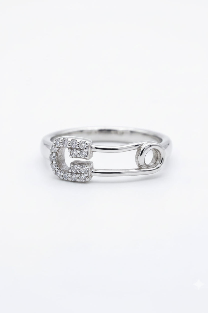 Safety Pin 925 Sterling Silver Ring