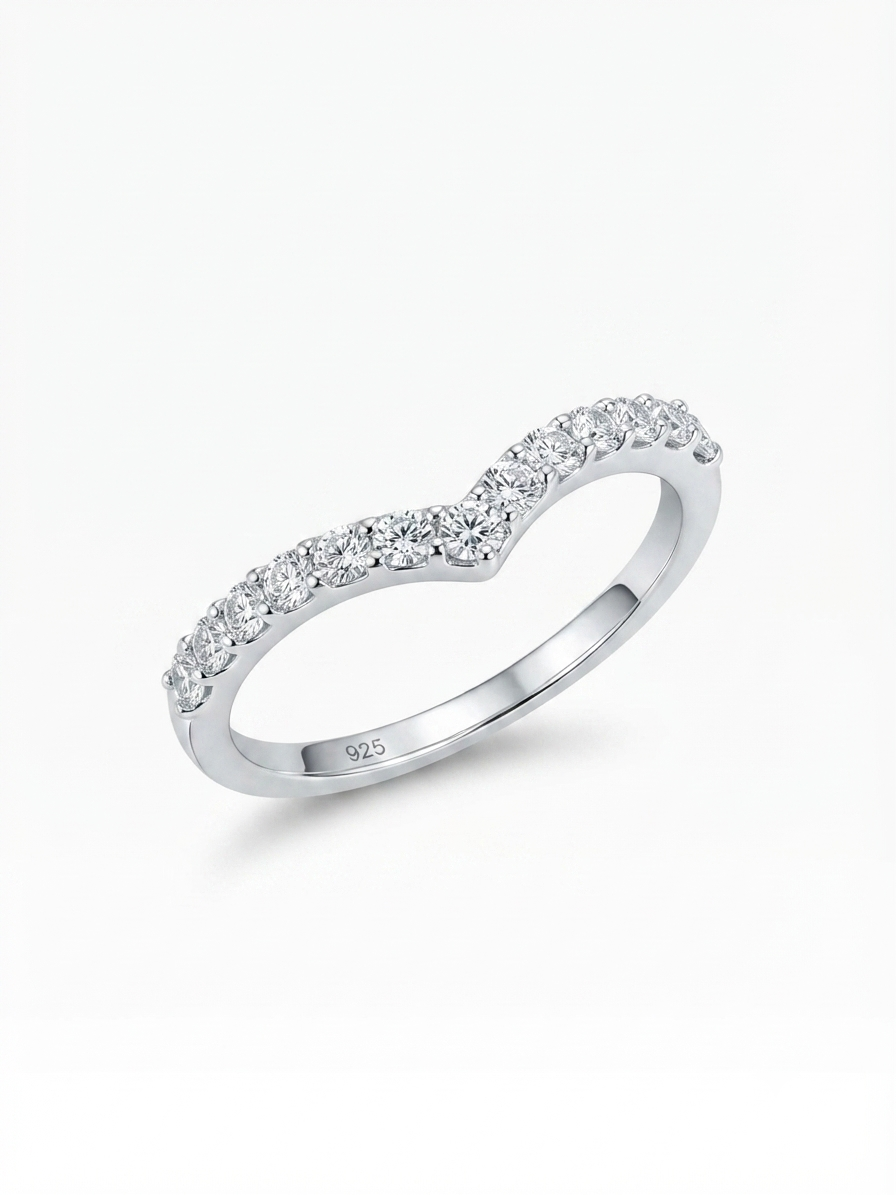 Serenade Chevron 925 Sterling Silver Wedding Band