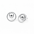 Load image into Gallery viewer, Silver hoop earrings with a central sphere 
