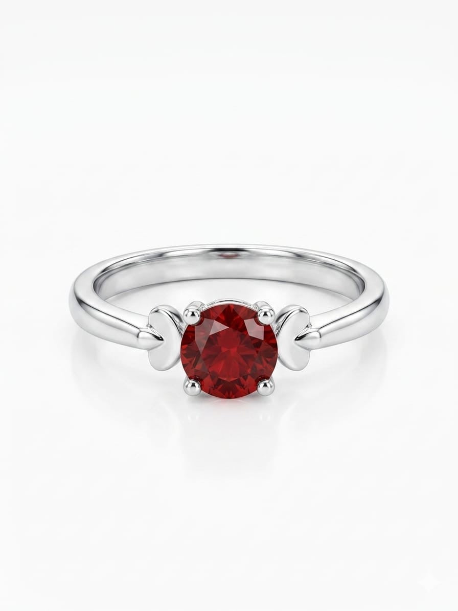 Solitaire 925 Sterling Silver Ring with a Heart-Motif Setting