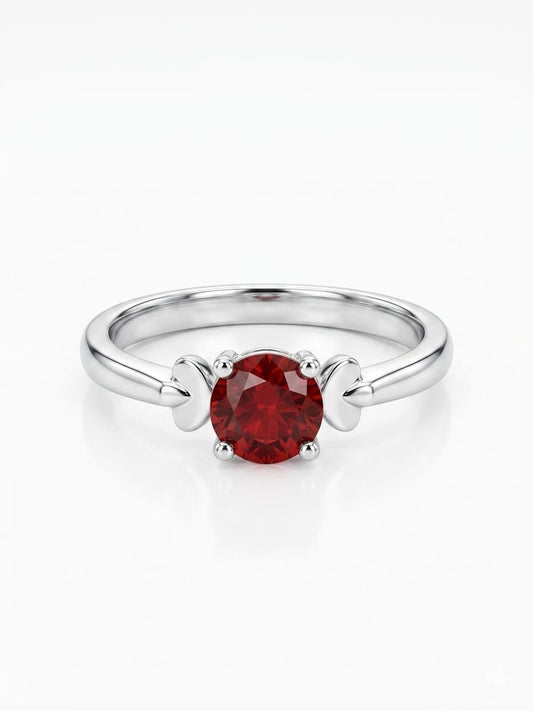 Solitaire 925 Sterling Silver Ring with a Heart-Motif Setting