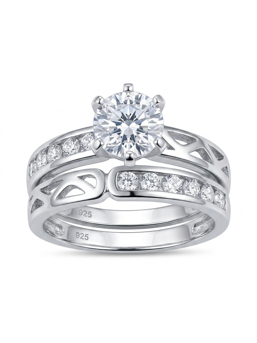 Solitaire 925 Sterling Silver Wedding Ring
