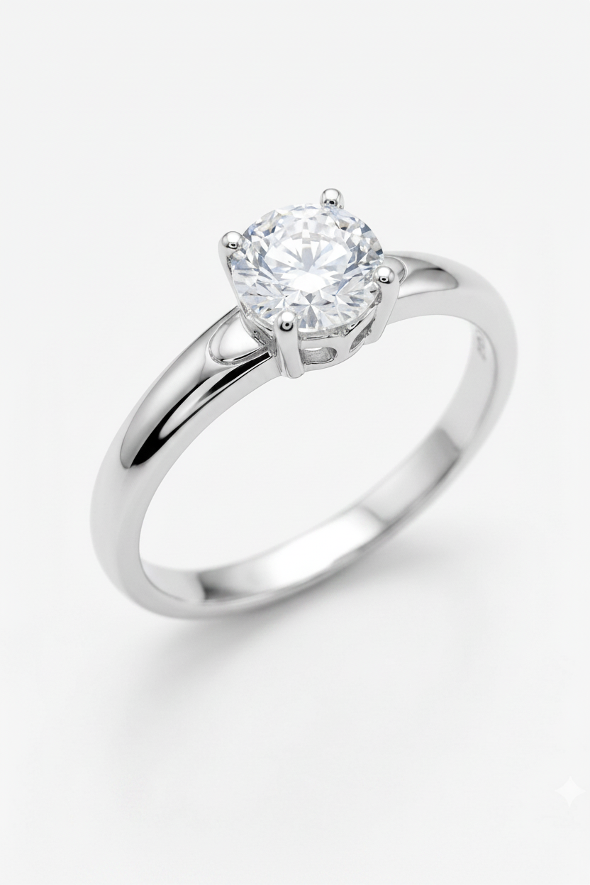 Solitaire 925 Sterling Silver Ring