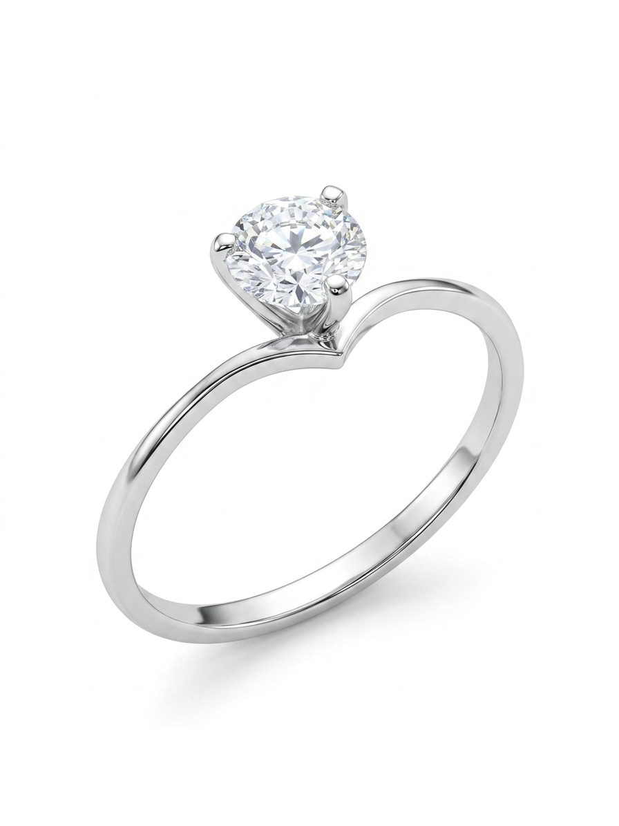 Solitaire wishbone 925 Sterling Silver Ring