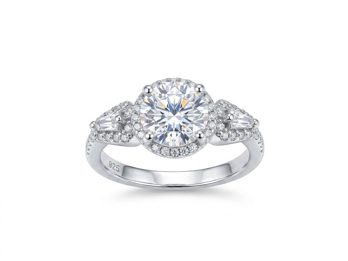 Split-Shank Halo 925 Sterling Silver Ring 