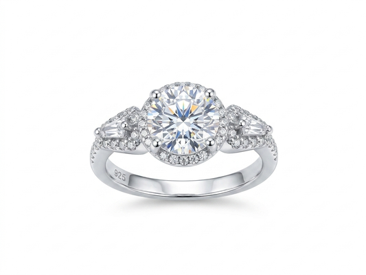 Split-Shank Halo 925 Sterling Silver Ring 