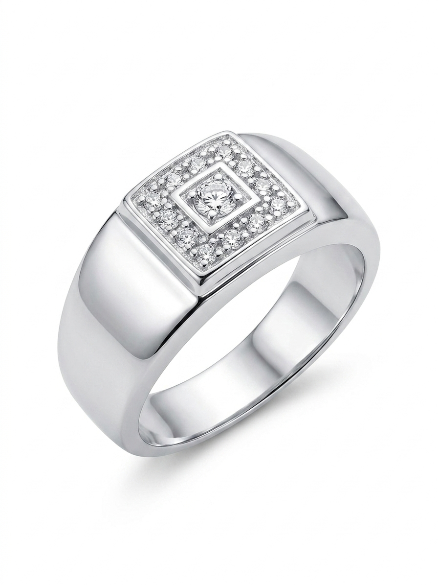 Square Force Cluster 925 Sterling Silver Ring