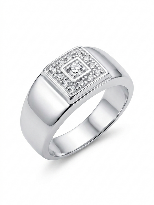 Square Force Cluster 925 Sterling Silver Ring