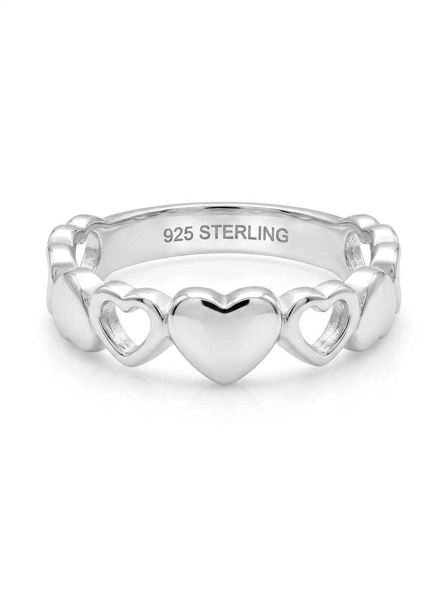 String Hearts 925 Sterling Silver Ring