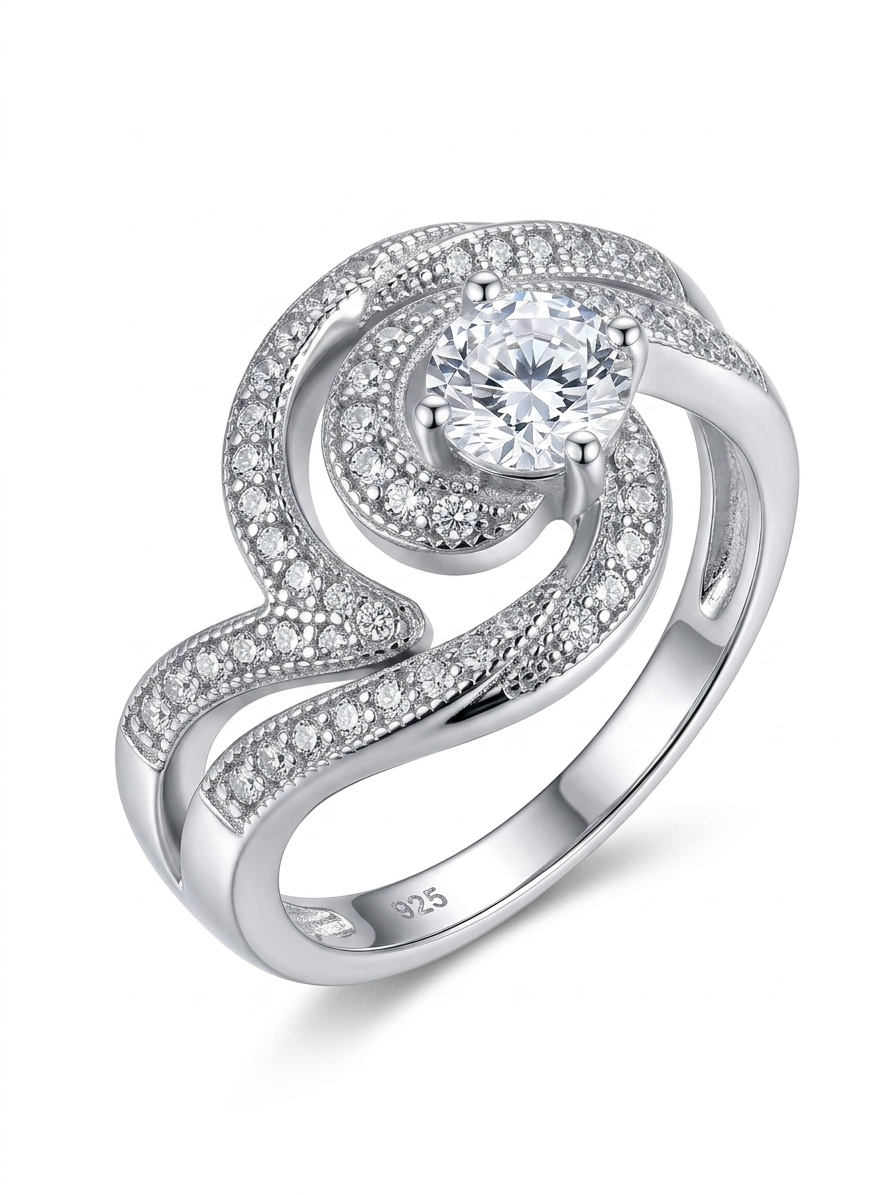 Swirl-Design  925 Sterling Silver Ring