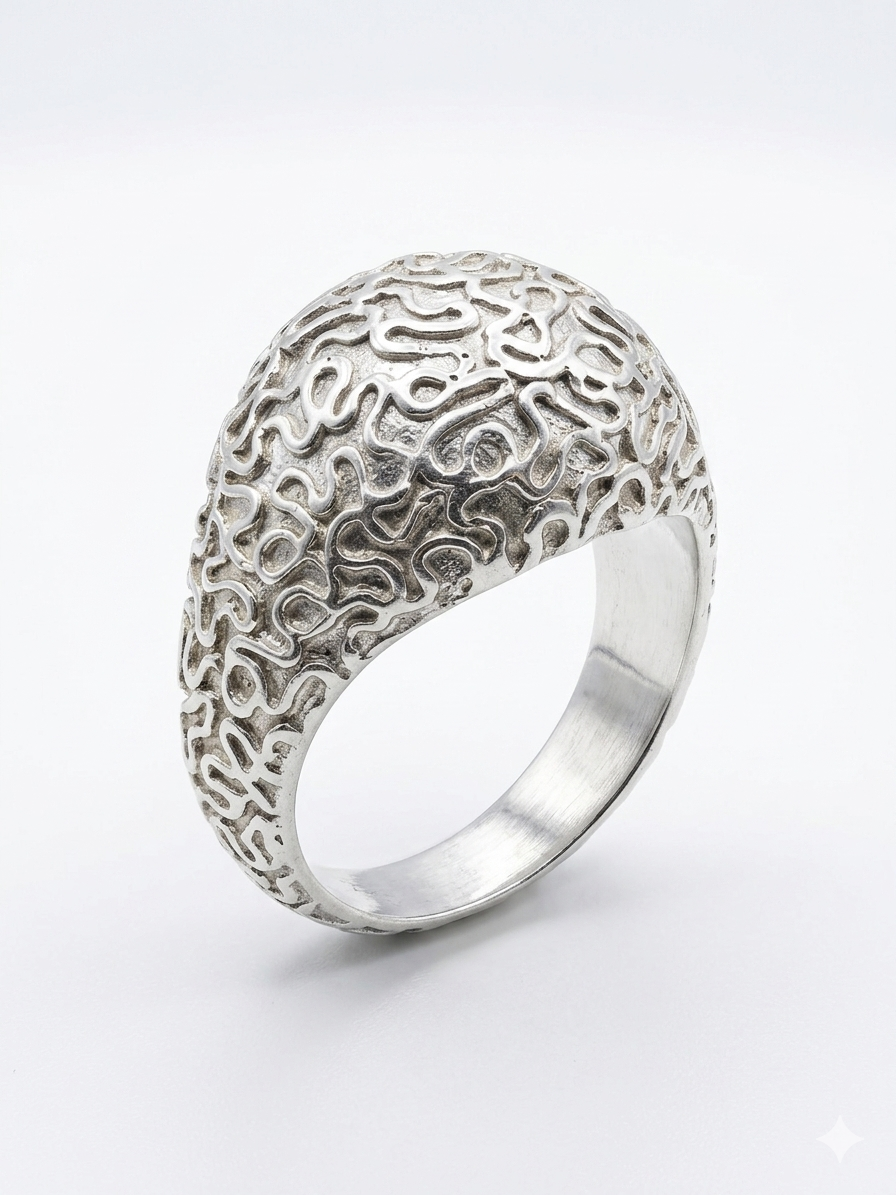 Textured Dome 925 Sterling Silver Ring