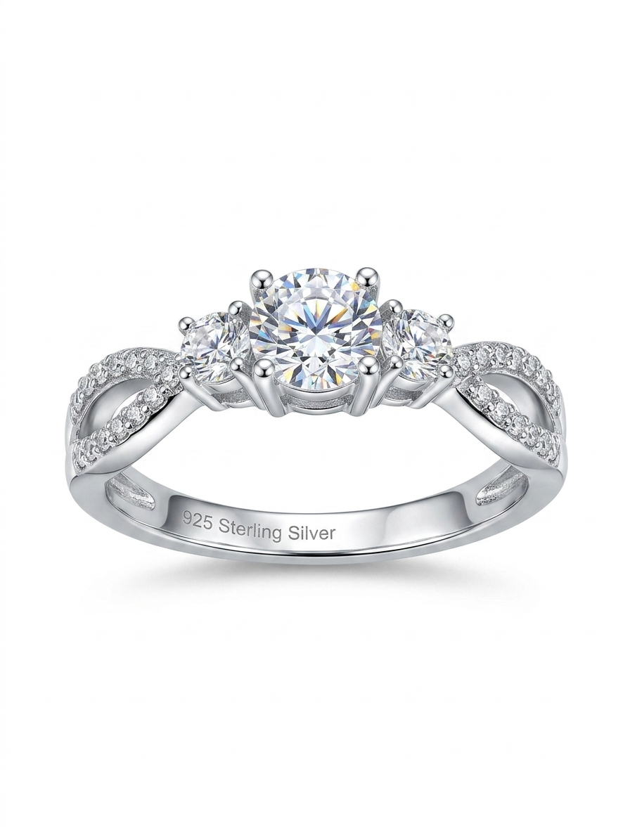 Three Stone Infinity 925 Sterling Silver Ring