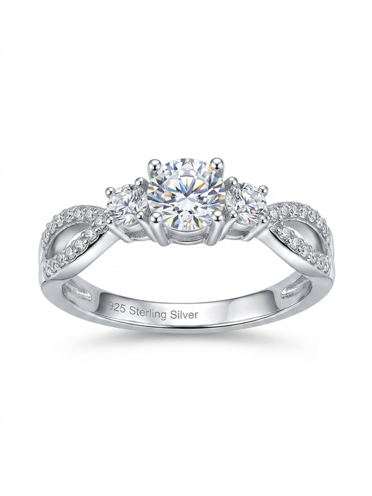 Three Stone Infinity 925 Sterling Silver Ring