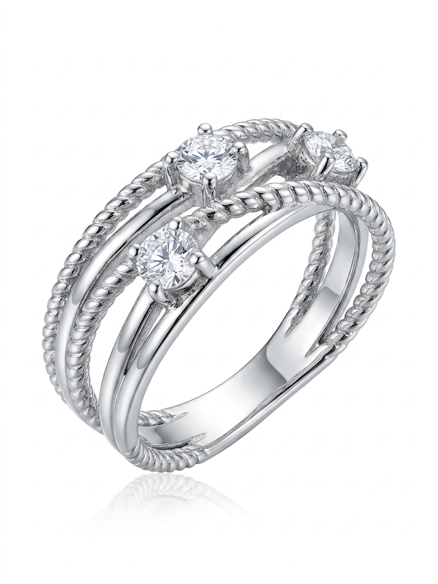 Triple Strand Rope Style 925 Sterling Silver Ring
