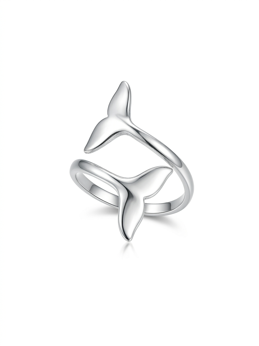 Twin Whale Tail 925 Sterling Silver Ring