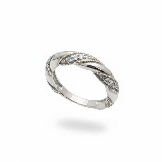 Twisted Pave 925 Sterling Silver Ring