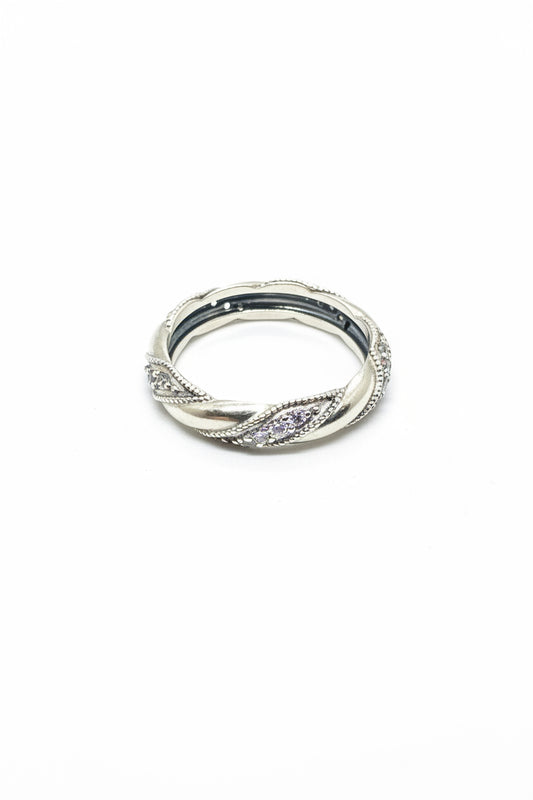 Twisted Pave Sterling Silver Ring