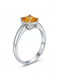 Load image into Gallery viewer, Yellow Square Cut Solitaire 925 Sterling Silver Ring 
