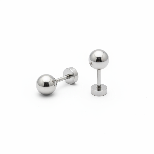 Ball Flat Back - Stainless Steel Earrings 
