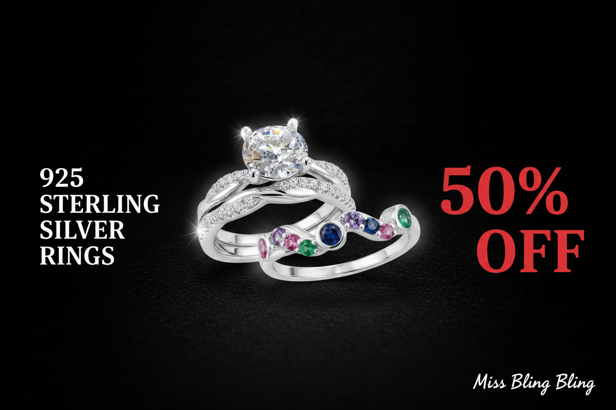 Desktop Dark Dramatic 925 Sterling Silver Rings Banner