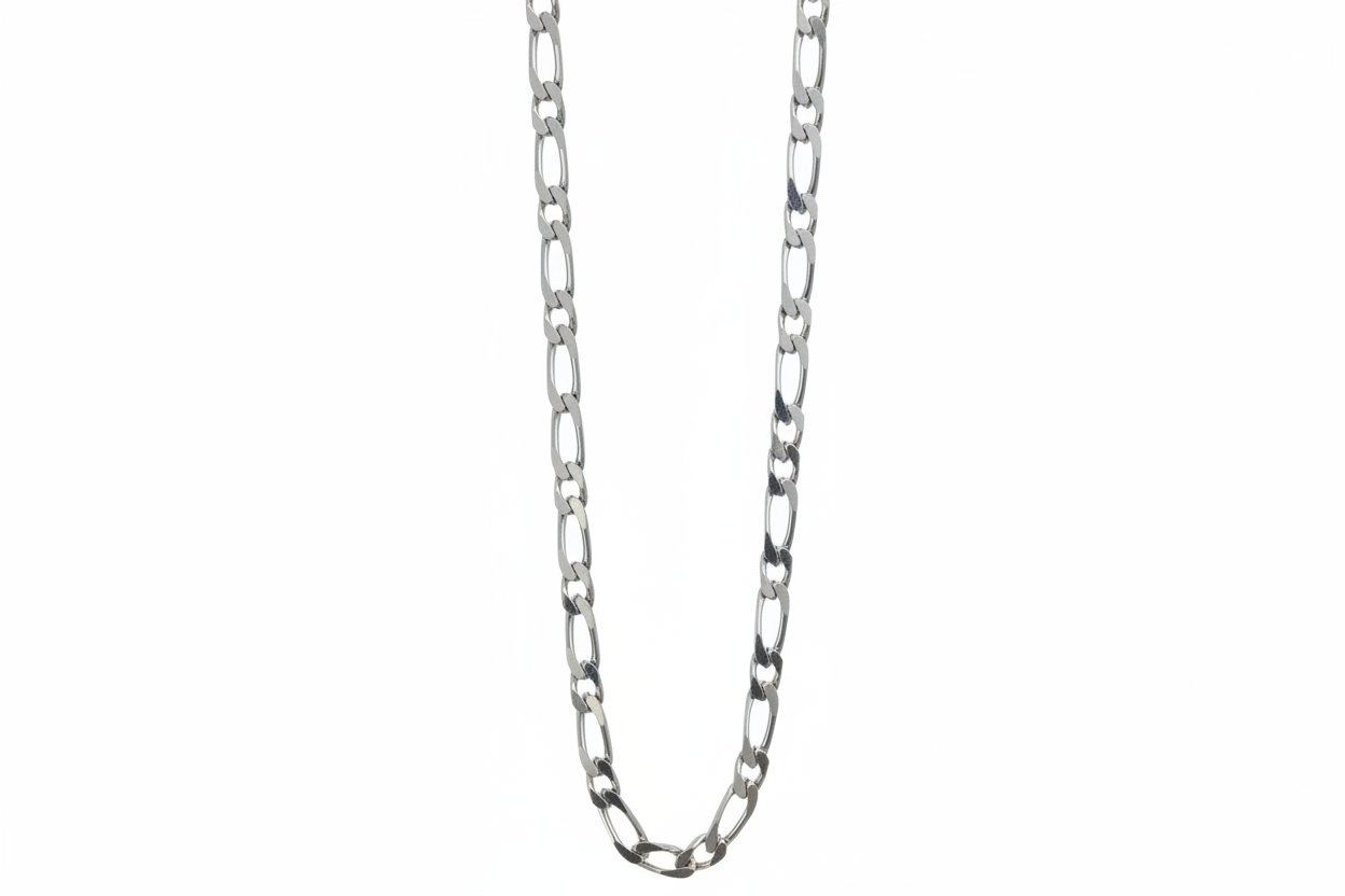 Curb Figaro Link Silver Necklace
