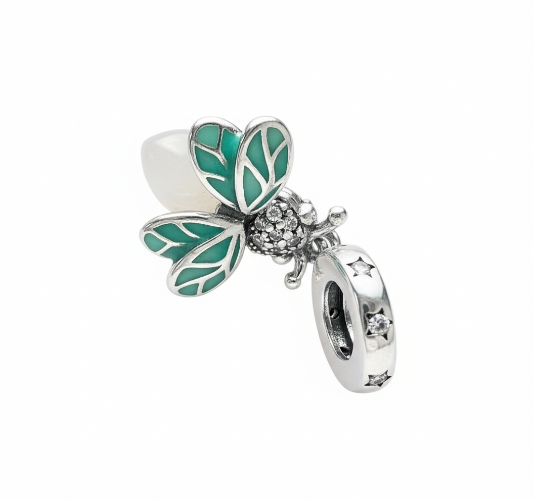Pandora Compatible Turquoise Bee Pendant Sterling Silver