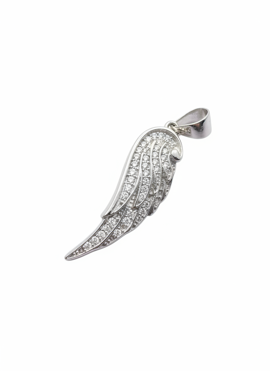Angel Wing Cubic Zirconia Sterling Silver Pendant