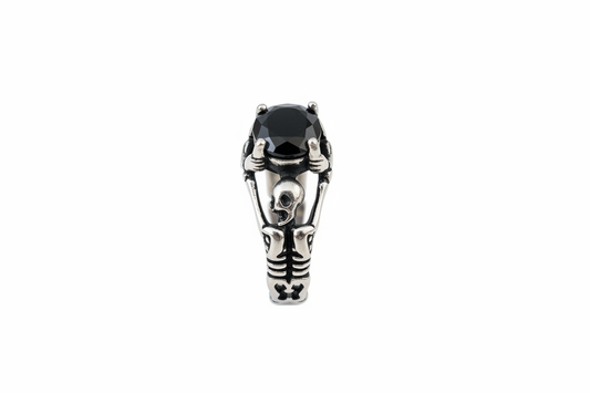 Black Cubic Zirconia Stone Scull ring in Stainless Steel