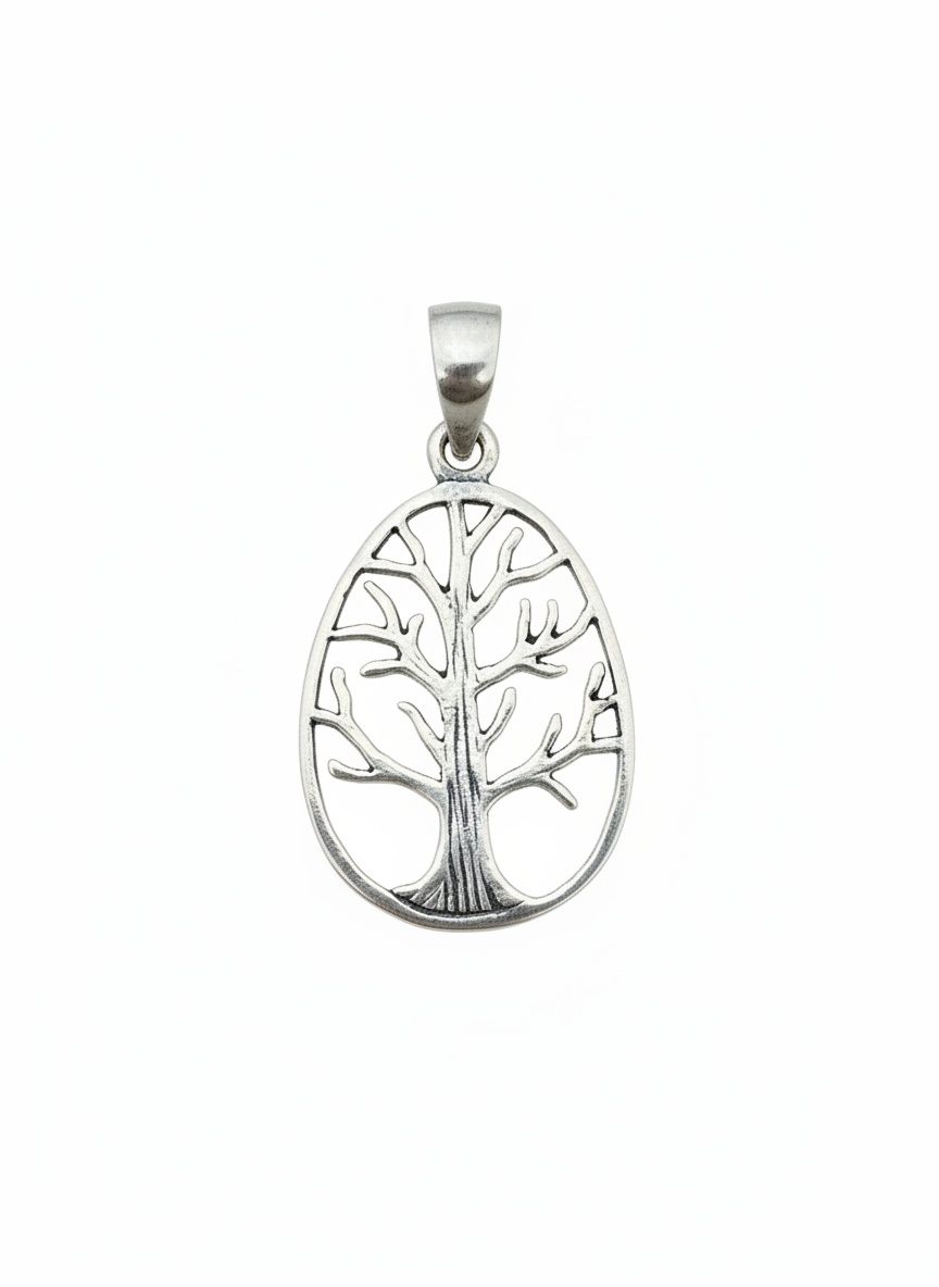 Tree Of Life Egg Shaped Pendant Sterling Silver