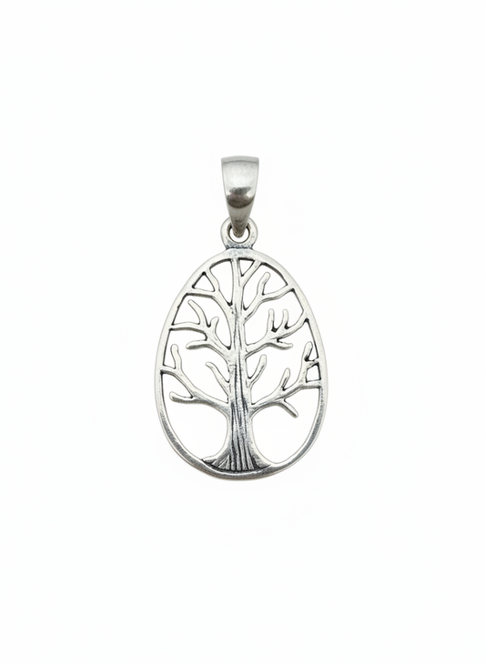 Tree Of Life Egg Shaped Pendant Sterling Silver