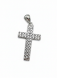 Load image into Gallery viewer, Double Stone Row Cross Pendant Sterling Silver with Cubic Zirconia Stones
