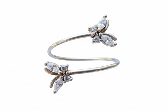 925 Sterling Silver butterfly ring Cubic Zirconia stones