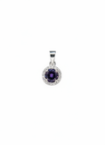 Load image into Gallery viewer, Purple Round Cubic Pendant Sterling Silver
