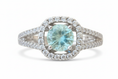 Load image into Gallery viewer, 925 Sterling Silver halo Cubic Zirconia stones and Topaz lab grown middle stone
