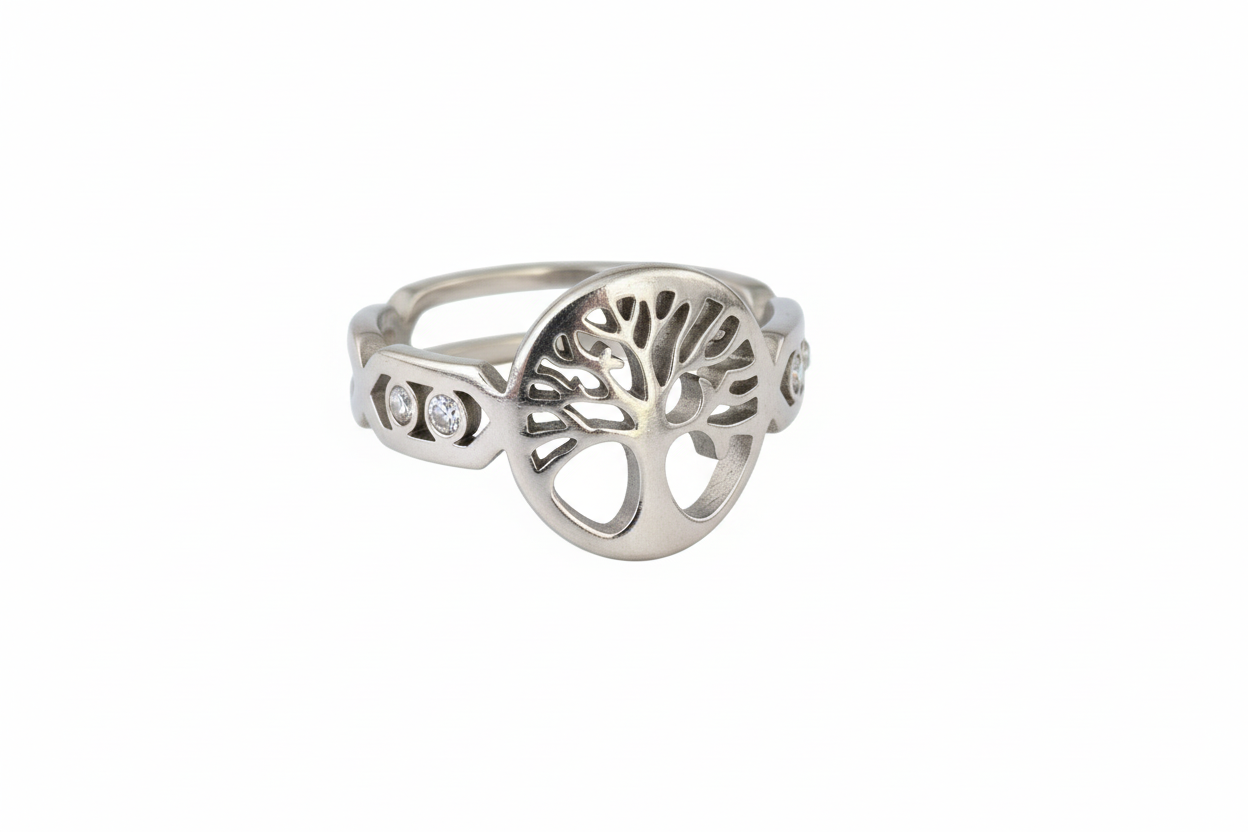 Tree of life with Cubic Zirconia Stone Stainless Steel Ring