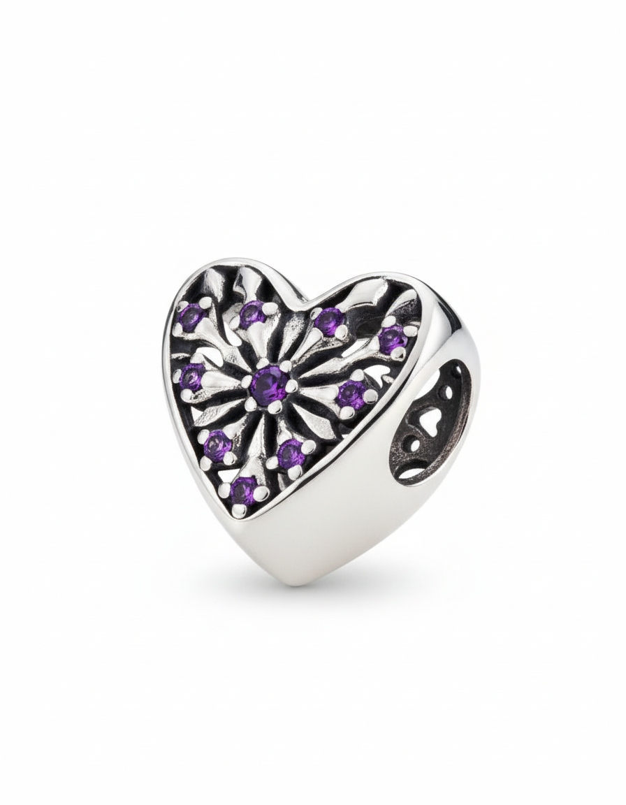Pandora Compatible Heart Pendant Sterling Silver