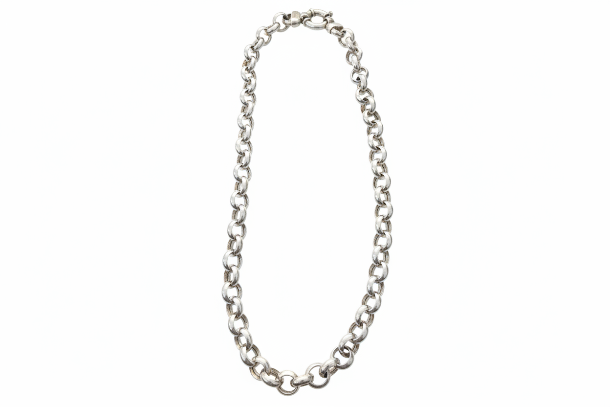 Hollow Belcher Silver Necklace
